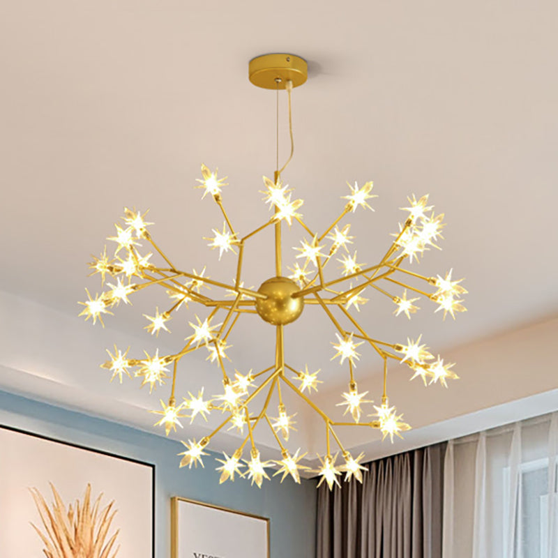 Modern Starry Pendant Light Fixture Iron 9/27/36-Light Dining Room Chandelier in Gold