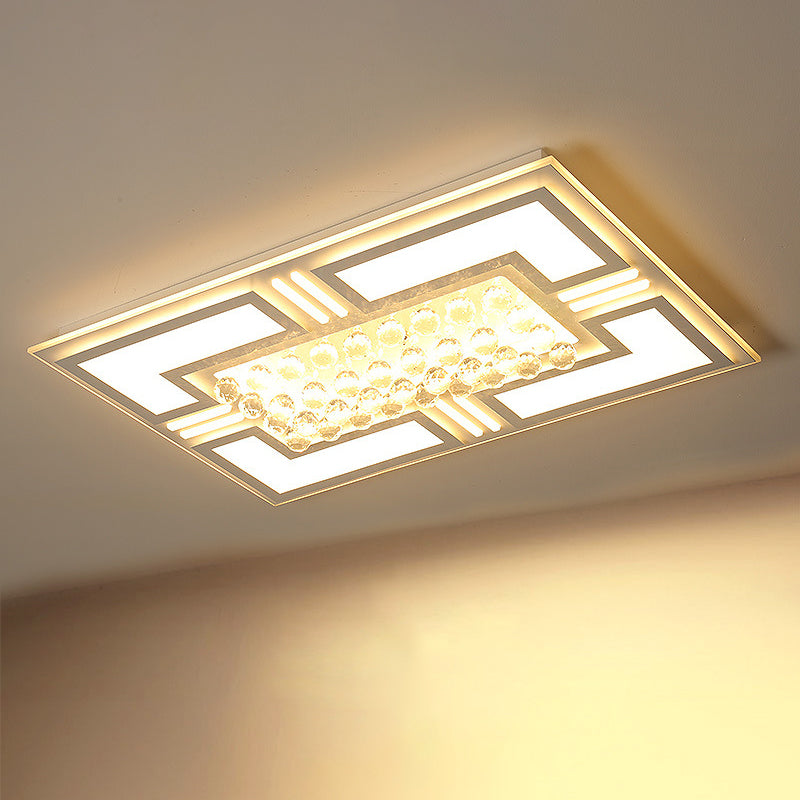 20.5"/35.5" Wide Crystal Square/Rectangle Flush Lamp Simple LED  Ceiling Mounted Fixture in Warm/White Light