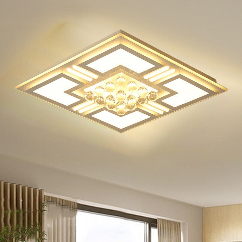 20,5 "/35.5" Wide Crystal Square / Rectangle Flush Lamp Simple LED Ceiling Mounted Fixture in Warm / White Light