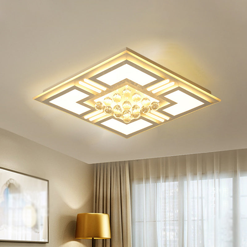 20,5 "/35.5" Wide Crystal Square / Rectangle Flush Lamp Simple LED Ceiling Mounted Fixture in Warm / White Light