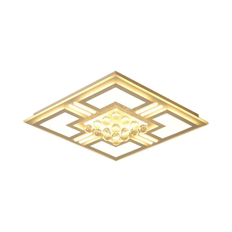 20,5 "/35.5" Wide Crystal Square / Rectangle Flush Lamp Simple LED Ceiling Mounted Fixture in Warm / White Light