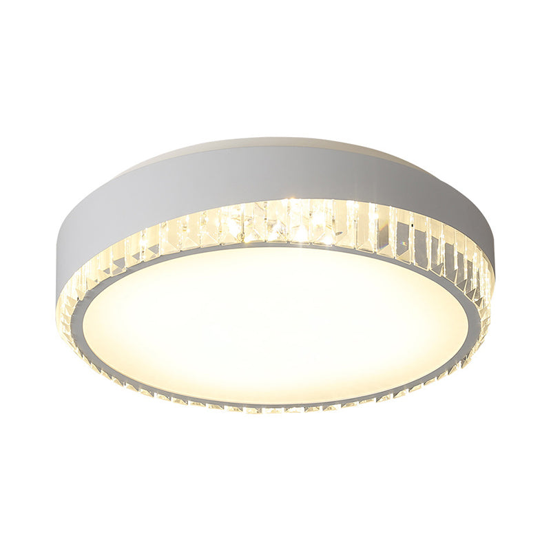 Acrylic Circular Flush Mount Fixture Nordic 16.5"/20.5" W LED White Flushmount Light with Clear Crystal Deco, Warm/White Light