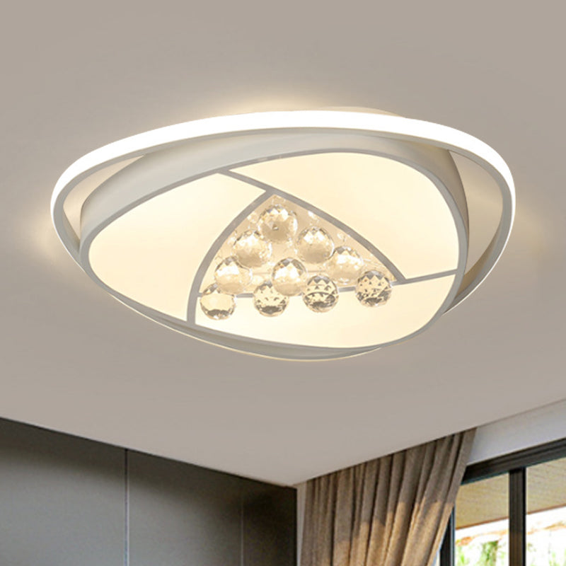 Driehoek slaapkamer inbouwlamp acryl en helder kristal 16,5"/20,5" brede LED moderne witte plafondlamp, warm/wit licht