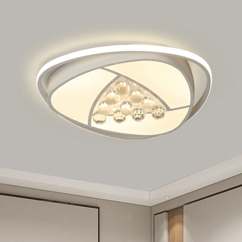 Triangle Bedroom Flush Light Acrylic and Clear Crystal 16.5"/20.5" Wide LED Modern White Ceiling Lamp, Warm/White Light