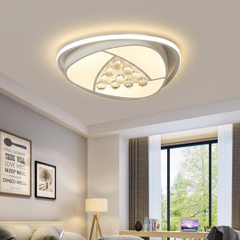 Driehoek slaapkamer inbouwlamp acryl en helder kristal 16,5"/20,5" brede LED moderne witte plafondlamp, warm/wit licht