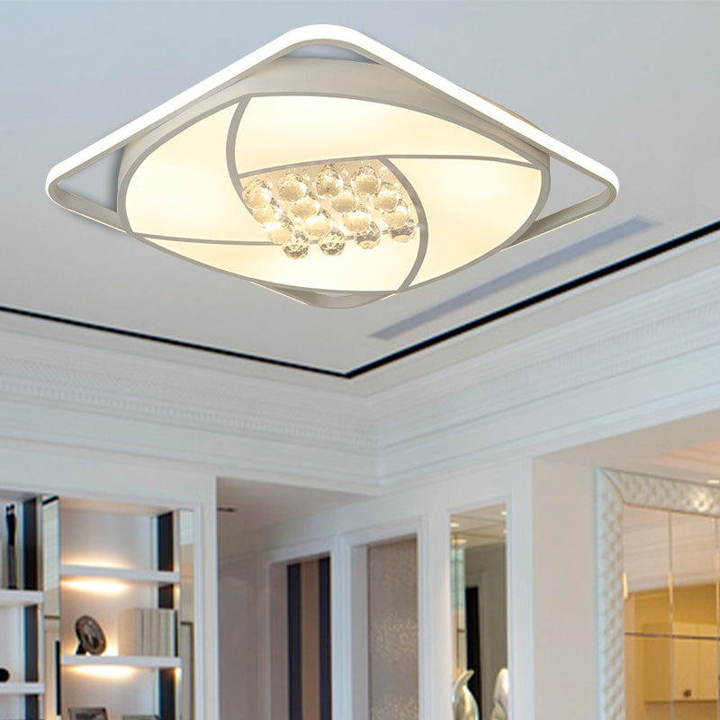 16,5 "/20.5" Wide Quadrato Flushmount Light Modernst Acrylic e Clear Crystal LED White Flush Mount Lamp, Warm / White Light