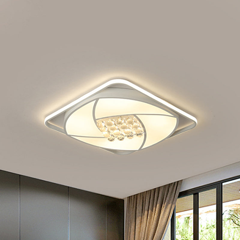 16.5"/20.5" Brede Vierkante Flushmount Licht Modernist Acryl en Clear Crystal LED Witte Flush Mount Lamp, Warm/Wit Licht