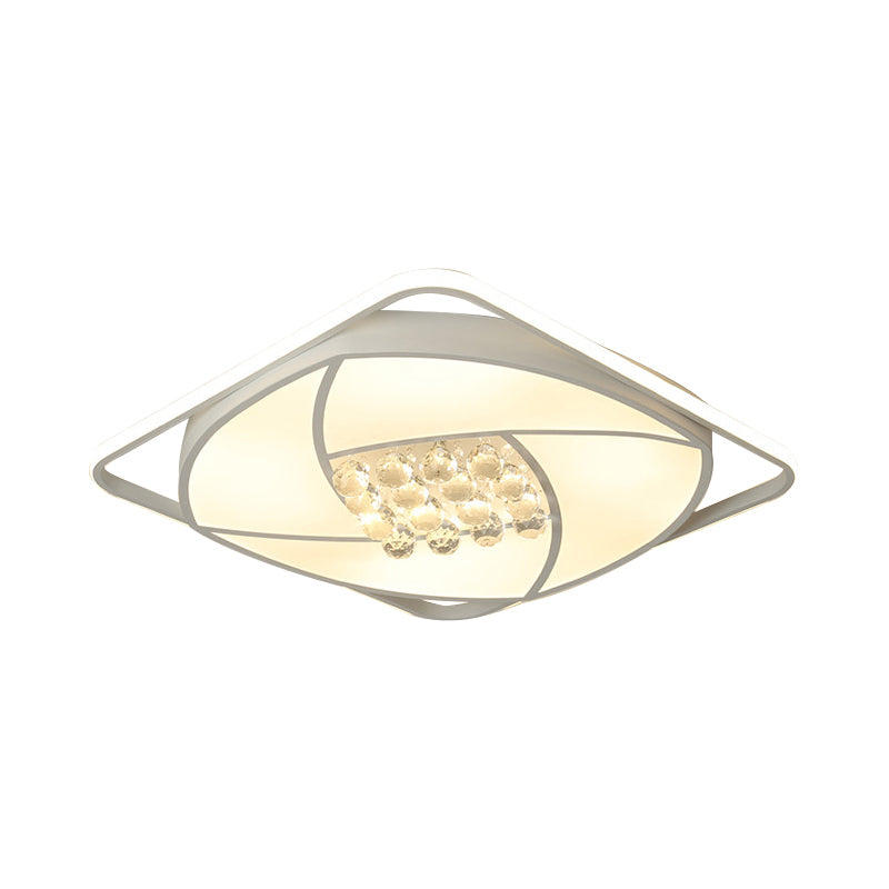 16.5"/20.5" Brede Vierkante Flushmount Licht Modernist Acryl en Clear Crystal LED Witte Flush Mount Lamp, Warm/Wit Licht