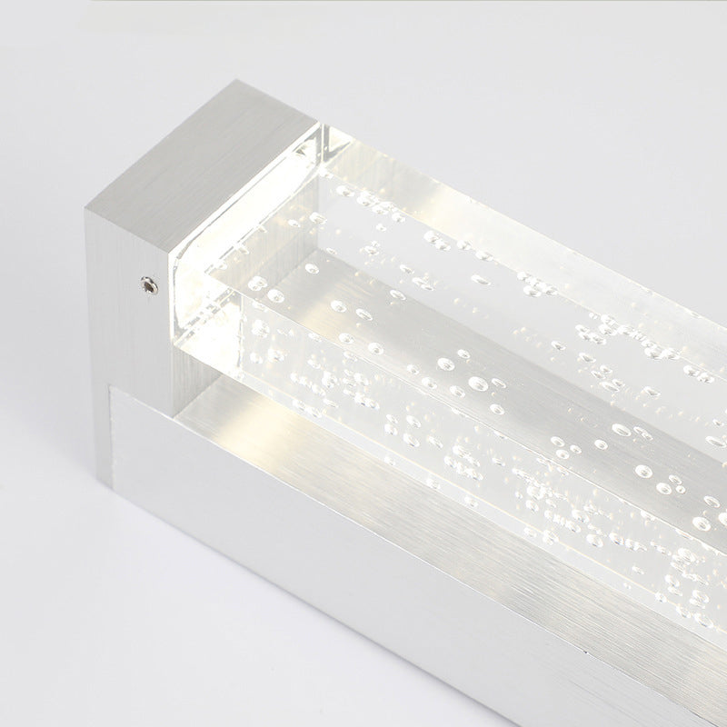 Lámpara de montaje de pared de baño rectangular Cristal transparente de 12.5 "/18" W LED Tocador contemporáneo Luz de espejo en blanco