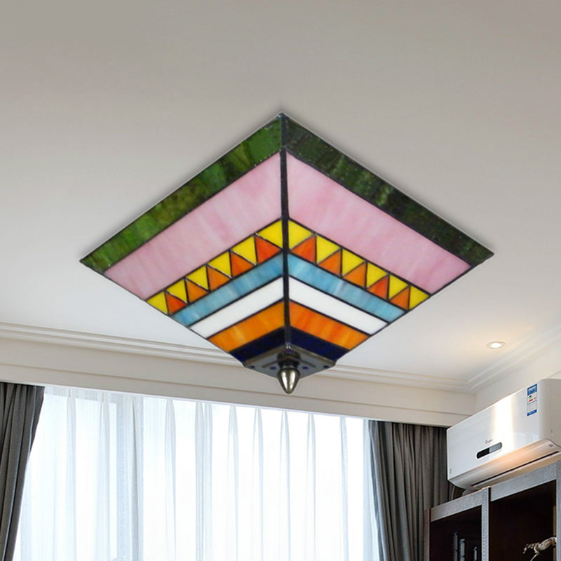 Multicolore Pyramid Flush Massimale Light Craftsman Colorato 2 Bulbi Flush Mount Light per Foyer