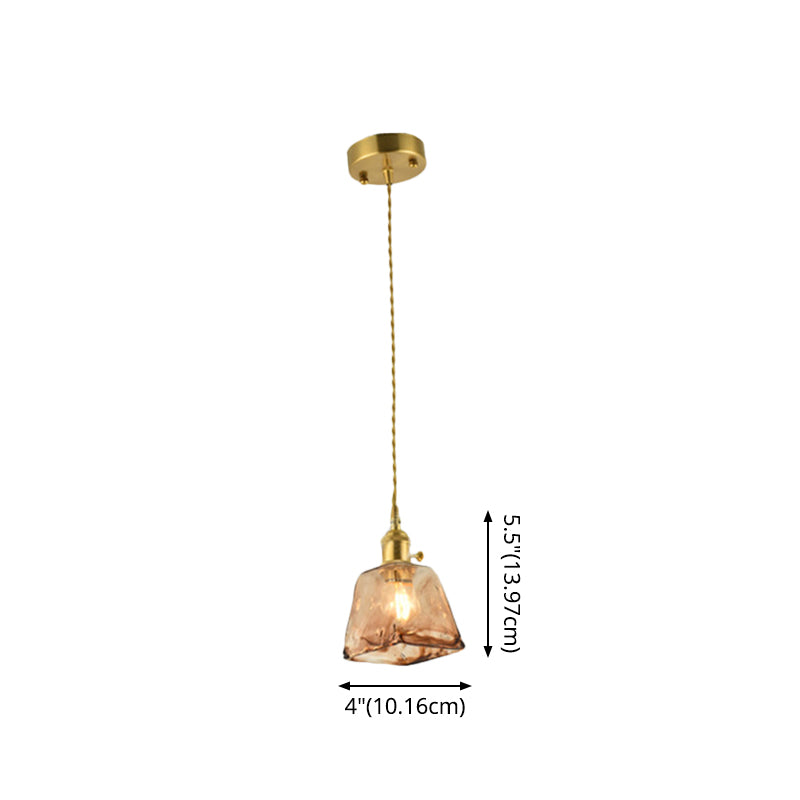 Brass ombreggiato a drop pendente vintage in vetro abbronzato a mano 1-bulbo soggiorno Pendulum Light