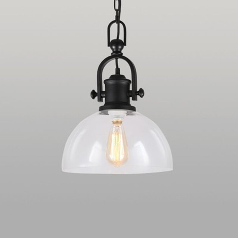 Lampe suspension en forme de pot en verre industriel 1-Light Bistro Bar Bar Pendant Lighting en noir