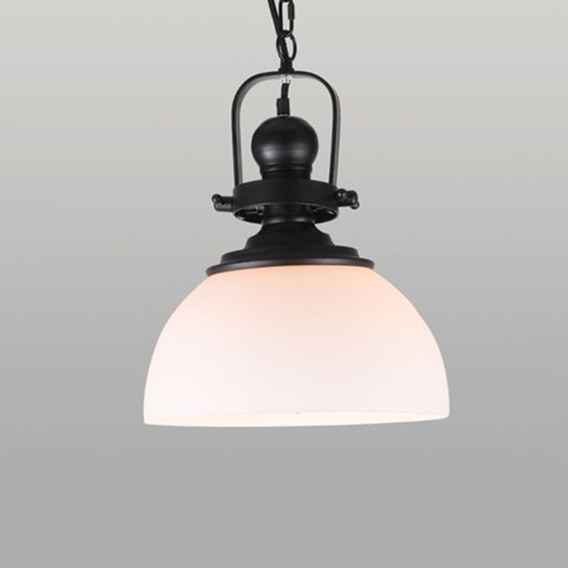 Glass Pot Shaped Suspension Lamp Industrial 1-Light Bistro Bar Pendant Lighting in Black