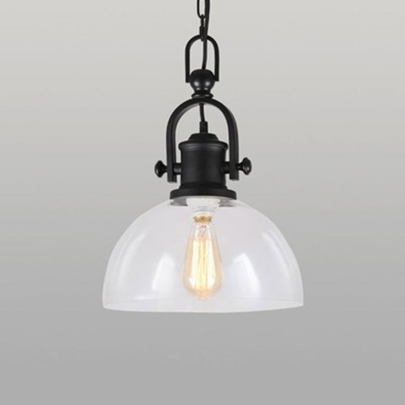 Glass Pot Shaped Suspension Lamp Industrial 1-Light Bistro Bar Pendant Lighting in Black