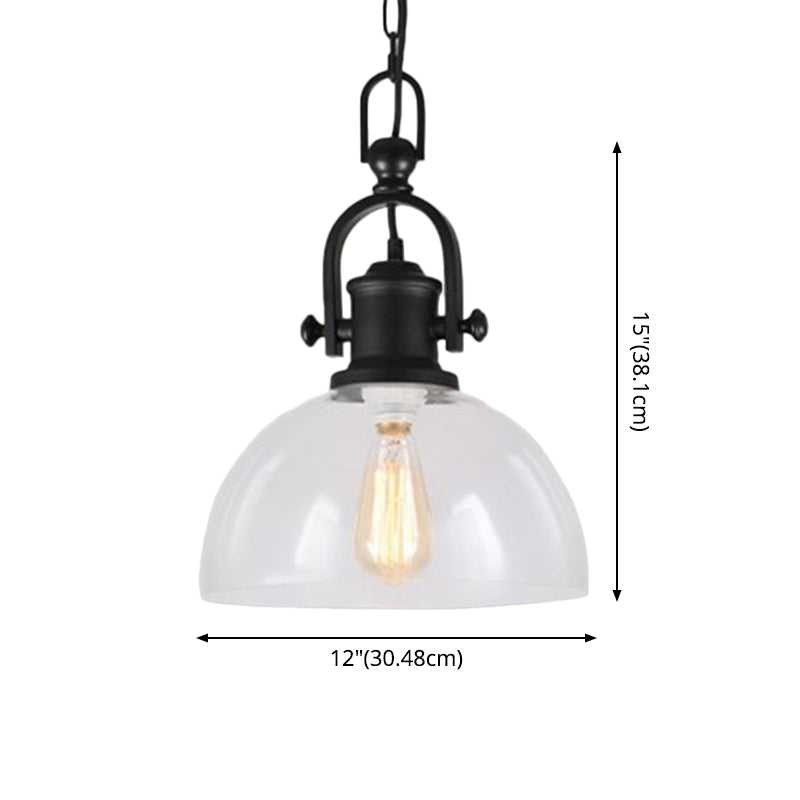 Lampe suspension en forme de pot en verre industriel 1-Light Bistro Bar Bar Pendant Lighting en noir