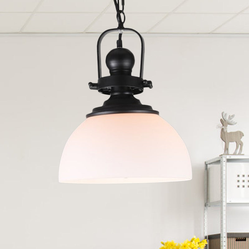 Glass Pot Shaped Suspension Lamp Industrial 1-Light Bistro Bar Pendant Lighting in Black