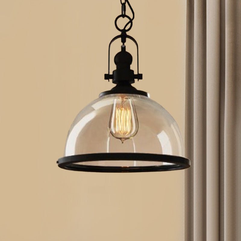 Lampe suspension en forme de pot en verre industriel 1-Light Bistro Bar Bar Pendant Lighting en noir