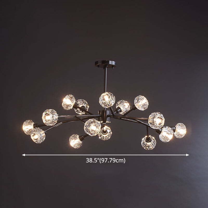 Mini Globe Crystal Chandelier Modern Style Black Finish Pendant Light pour le salon