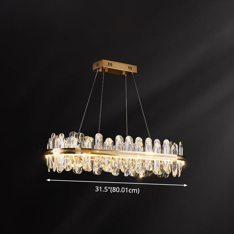 Circle Dining Room Pendant Lighting Crystal LED Chandelier minimaliste en laiton