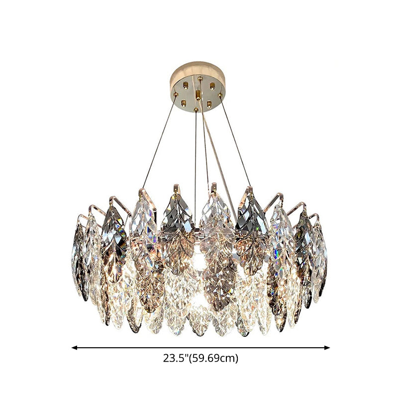 Tambour pendentif plafonnier moderniste fumée gris cristal salon lampe de lustre