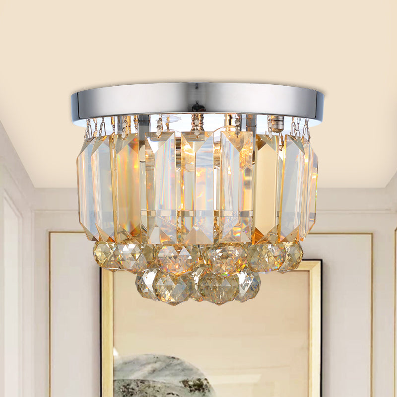 Clear / Smoke Gray / Cognac Crystal Round Mini Flush Light Simple 2 - Light Corridoio Flush Soffione Luce Fissaggio