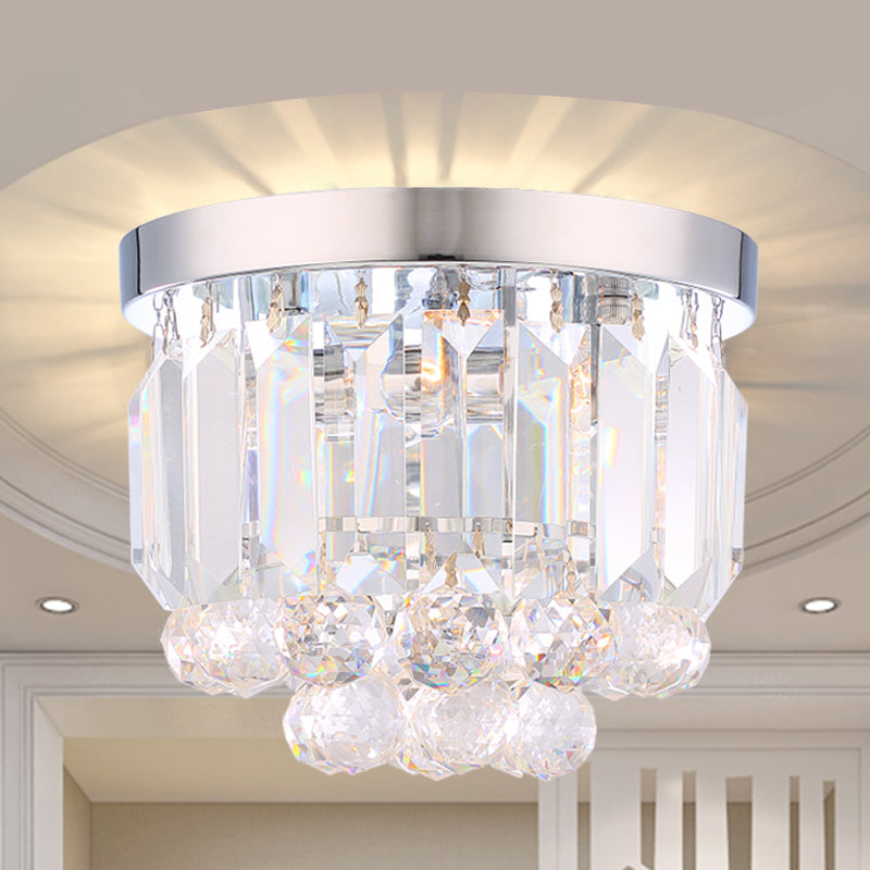 Helder/rook grijs/cognac kristal ronde mini spoelen eenvoudig 2-licht corridor Flush plafond licht profiel