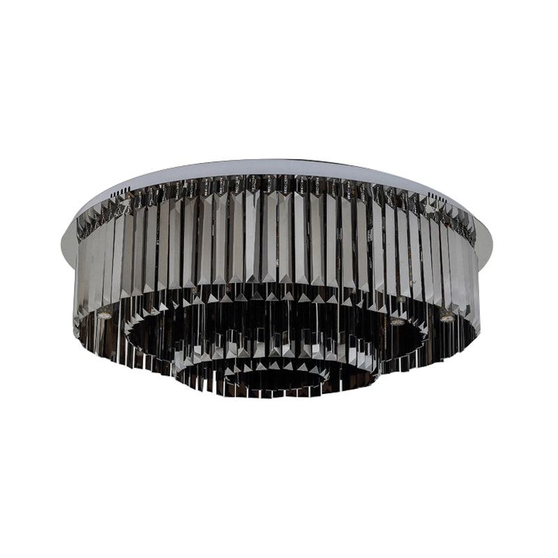 4-Tiered Flush Light Fixture Hedendaagse 8/12 Lichten Rookgrijs Crystal Flushmount Licht