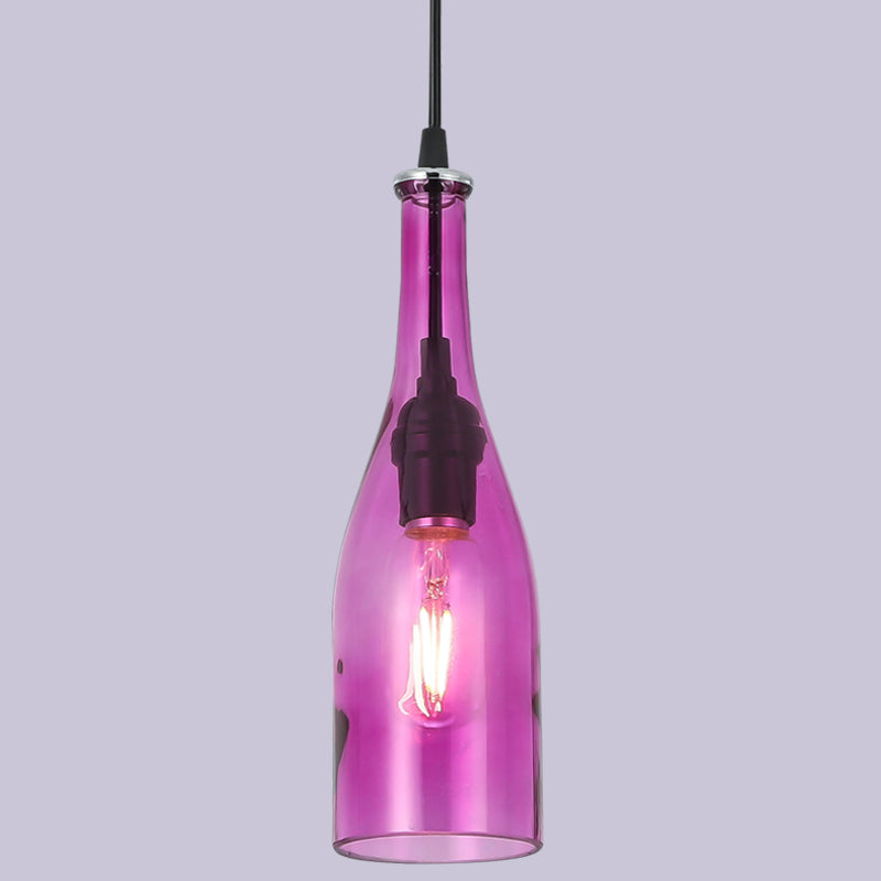 1 leichte Flaschenform Hanging Lampe Retro Industrial Glass Anhängerlampe für das Restaurant