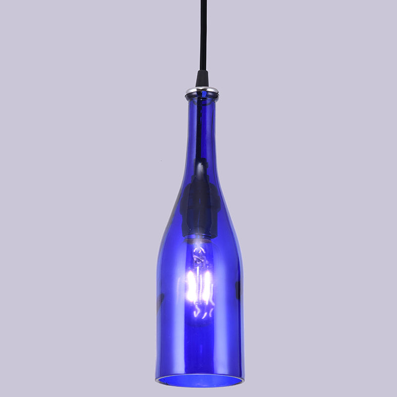 1 Light Bottle Shape Hanging Lamp Retro Industrial Glass Pendant Lamp for Restaurant