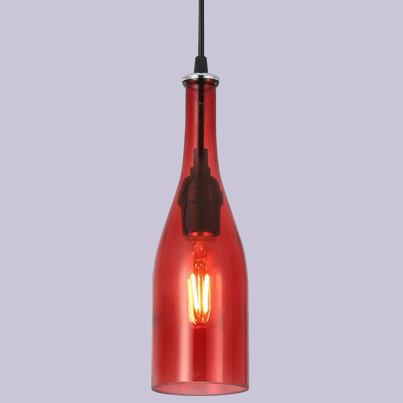 1 leichte Flaschenform Hanging Lampe Retro Industrial Glass Anhängerlampe für das Restaurant