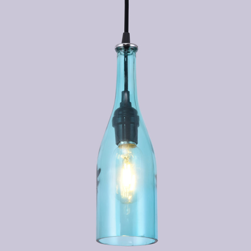 1 Light Bottle Shape Hanging Lamp Retro Industrial Glass Pendant Lamp for Restaurant