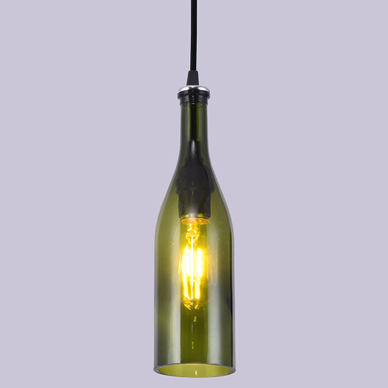 1 Light Bottle Shape Hanging Lamp Retro Industrial Glass Pendant Lamp for Restaurant