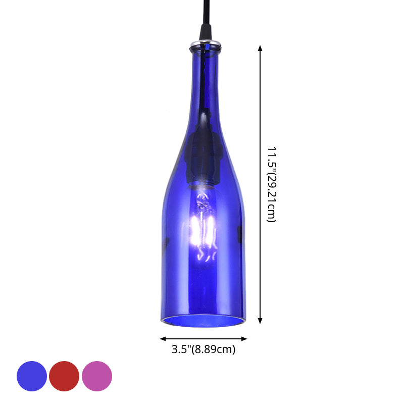 1 Light Bottle Shape Hanging Lamp Retro Industrial Glass Pendant Lamp for Restaurant