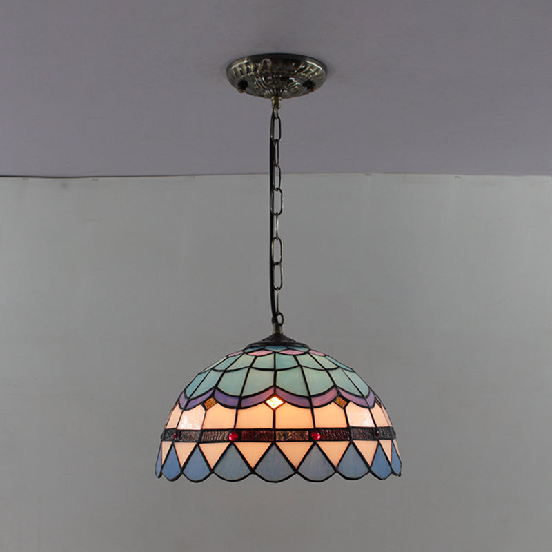 Pendard Dôme Light Tiffany Style 12 "de large 1 lampe suspendue en verre clair pour le salon