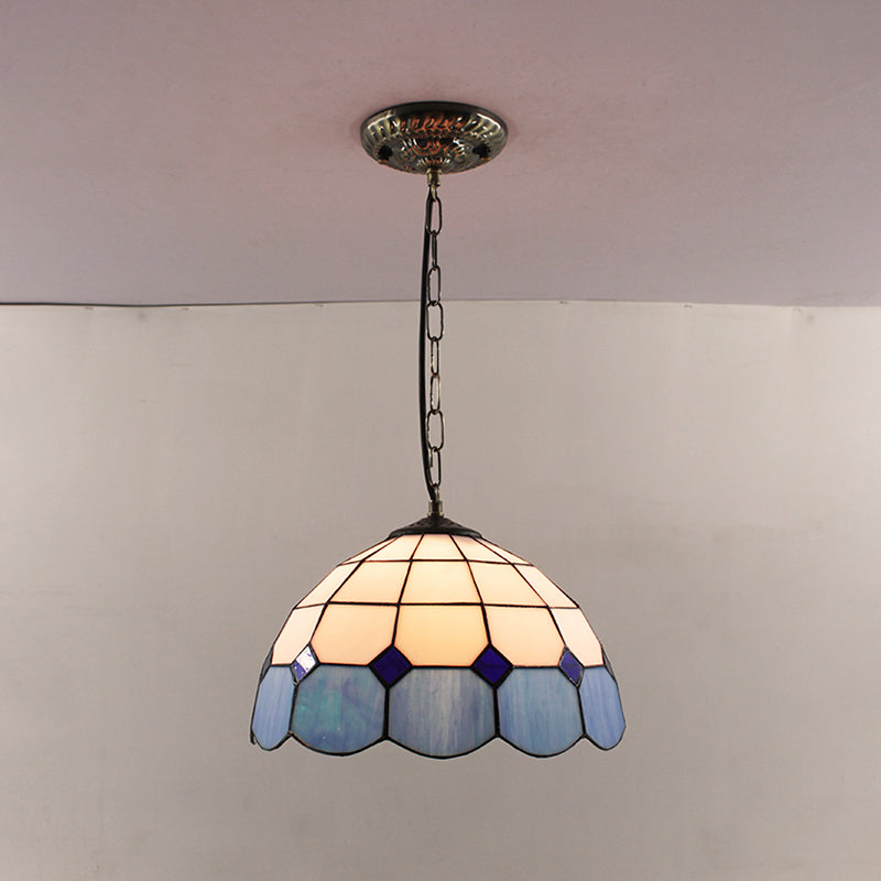 Pendard Dôme Light Tiffany Style 12 "de large 1 lampe suspendue en verre clair pour le salon