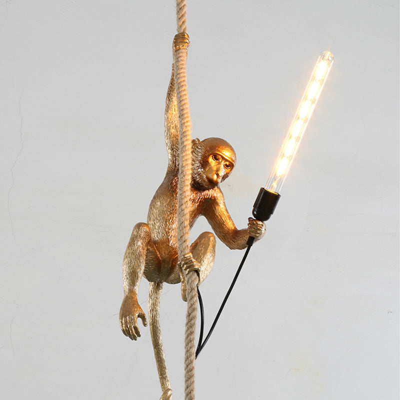 Art Deco Monkey Lámpara colgante resina 1 Light Kids Dormitorio Down Lighting Colgante