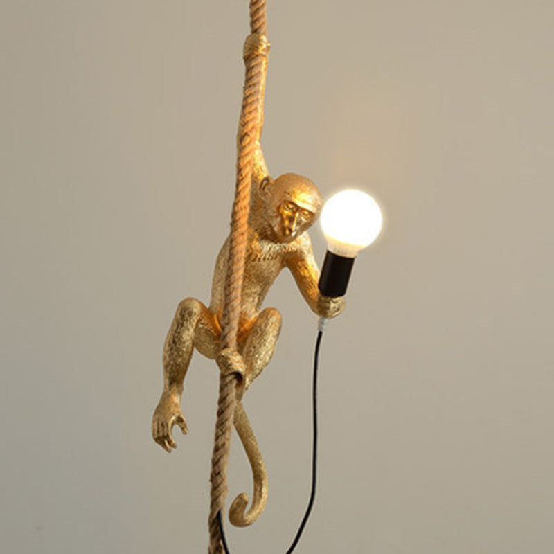 Art Deco Monkey Lámpara colgante resina 1 Light Kids Dormitorio Down Lighting Colgante