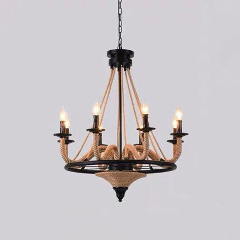 Adjustable Hanging Chain Chandelier Light Industrial Wagon Wheel Metal Ceiling Pendant for Restaurant