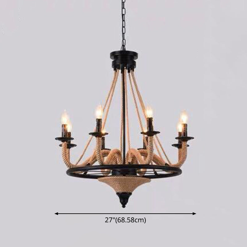 Adjustable Hanging Chain Chandelier Light Industrial Wagon Wheel Metal Ceiling Pendant for Restaurant