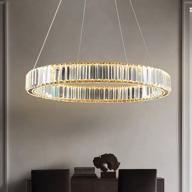 Ring à anneau ultra-moderne LED Chandelier LAMPE CRISTAL SUSPENSION PENDANT POUR LE SOIR