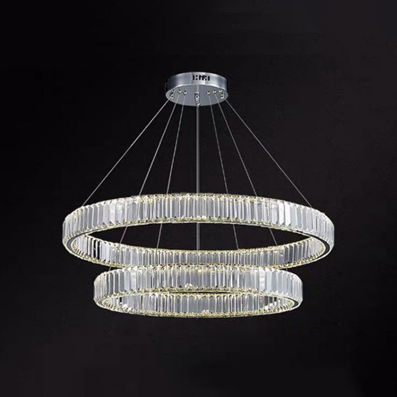 Ring à anneau ultra-moderne LED Chandelier LAMPE CRISTAL SUSPENSION PENDANT POUR LE SOIR