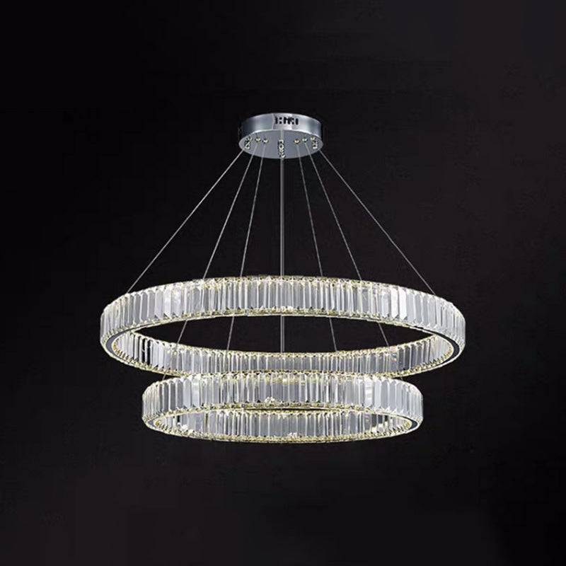 Ring à anneau ultra-moderne LED Chandelier LAMPE CRISTAL SUSPENSION PENDANT POUR LE SOIR