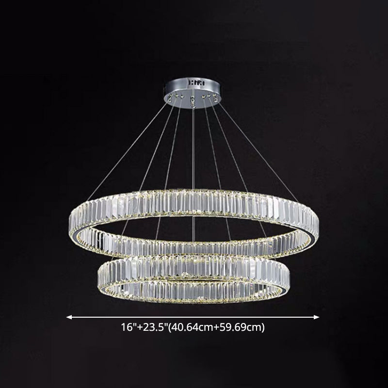 Ring à anneau ultra-moderne LED Chandelier LAMPE CRISTAL SUSPENSION PENDANT POUR LE SOIR