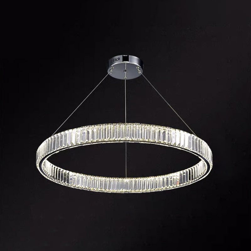 Ring à anneau ultra-moderne LED Chandelier LAMPE CRISTAL SUSPENSION PENDANT POUR LE SOIR