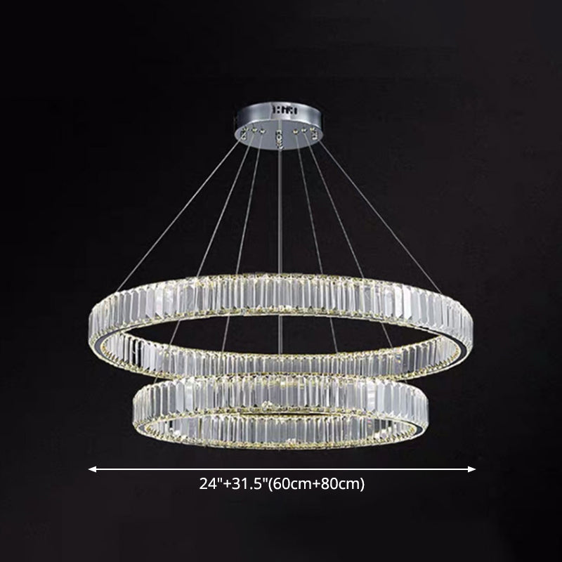 Ring à anneau ultra-moderne LED Chandelier LAMPE CRISTAL SUSPENSION PENDANT POUR LE SOIR