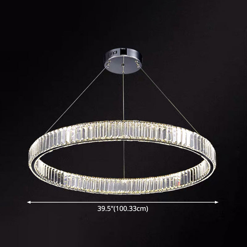 Ring à anneau ultra-moderne LED Chandelier LAMPE CRISTAL SUSPENSION PENDANT POUR LE SOIR