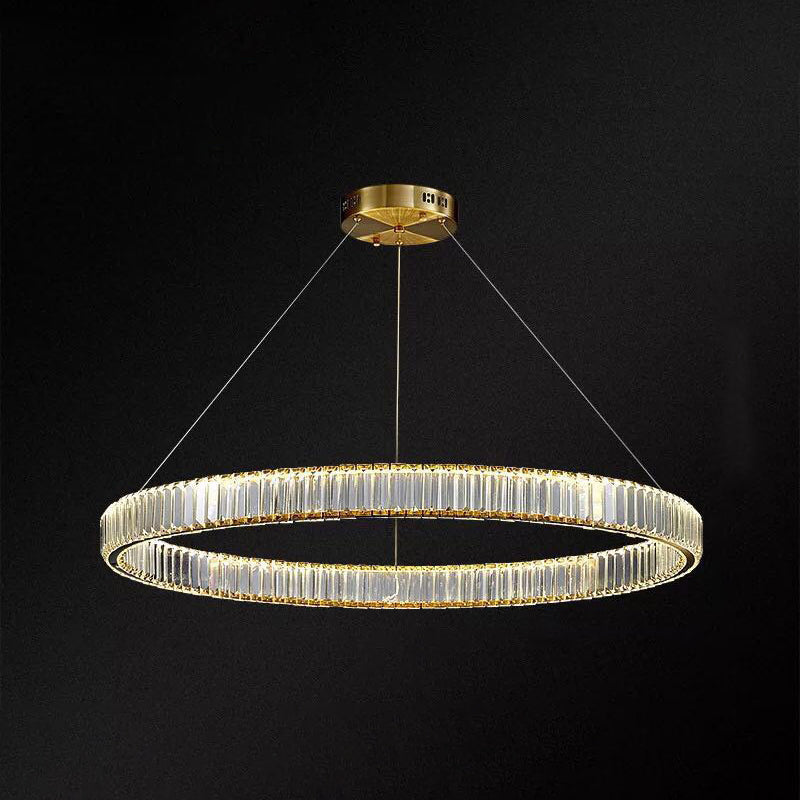 Ring à anneau ultra-moderne LED Chandelier LAMPE CRISTAL SUSPENSION PENDANT POUR LE SOIR