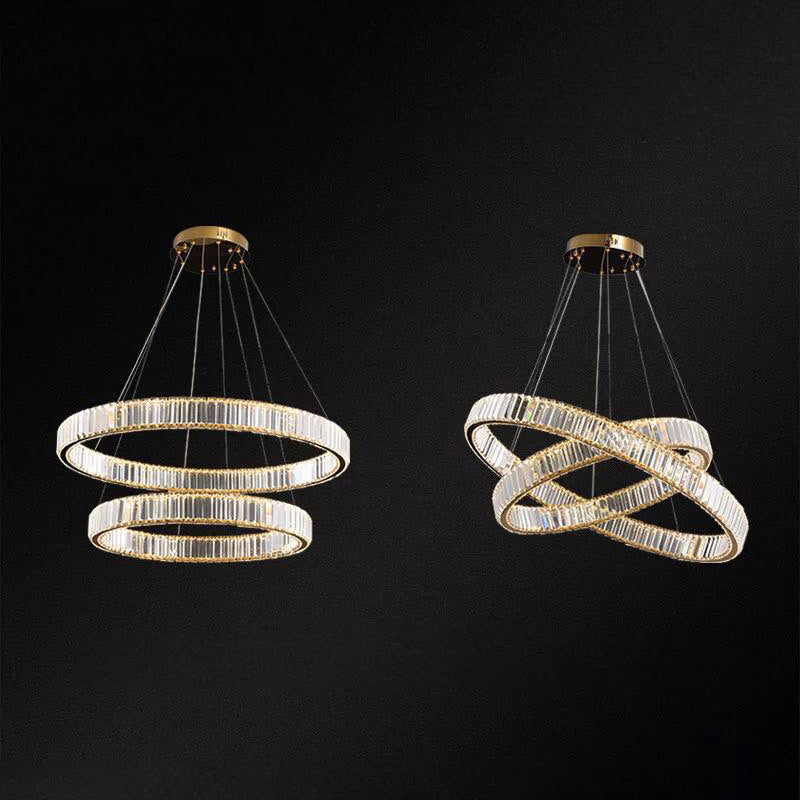 Ring à anneau ultra-moderne LED Chandelier LAMPE CRISTAL SUSPENSION PENDANT POUR LE SOIR