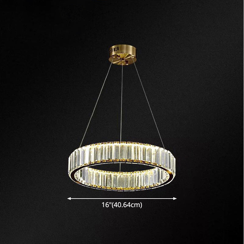 Ring à anneau ultra-moderne LED Chandelier LAMPE CRISTAL SUSPENSION PENDANT POUR LE SOIR