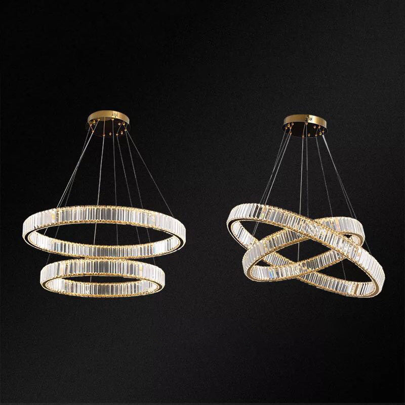 Ring à anneau ultra-moderne LED Chandelier LAMPE CRISTAL SUSPENSION PENDANT POUR LE SOIR